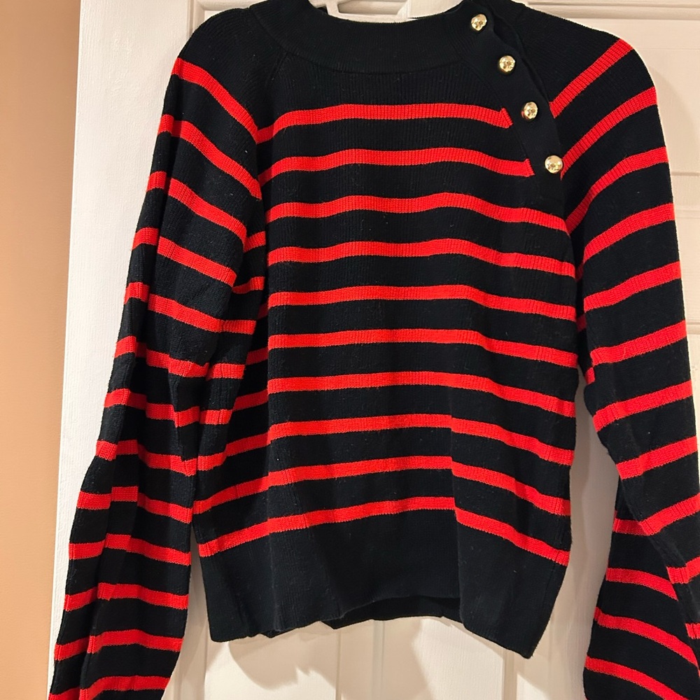 Who What Wear Black and Red Crew Neck Sweater- size M